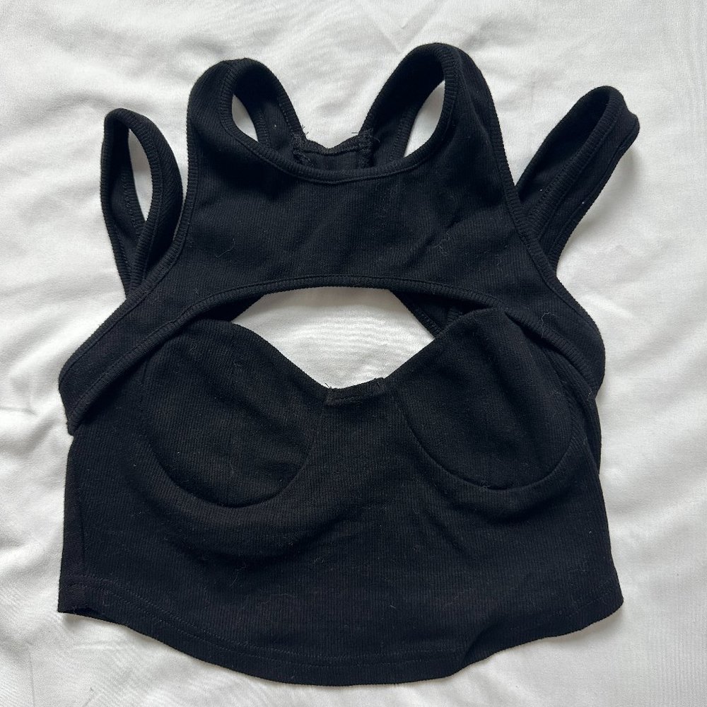 Black cut out crop top